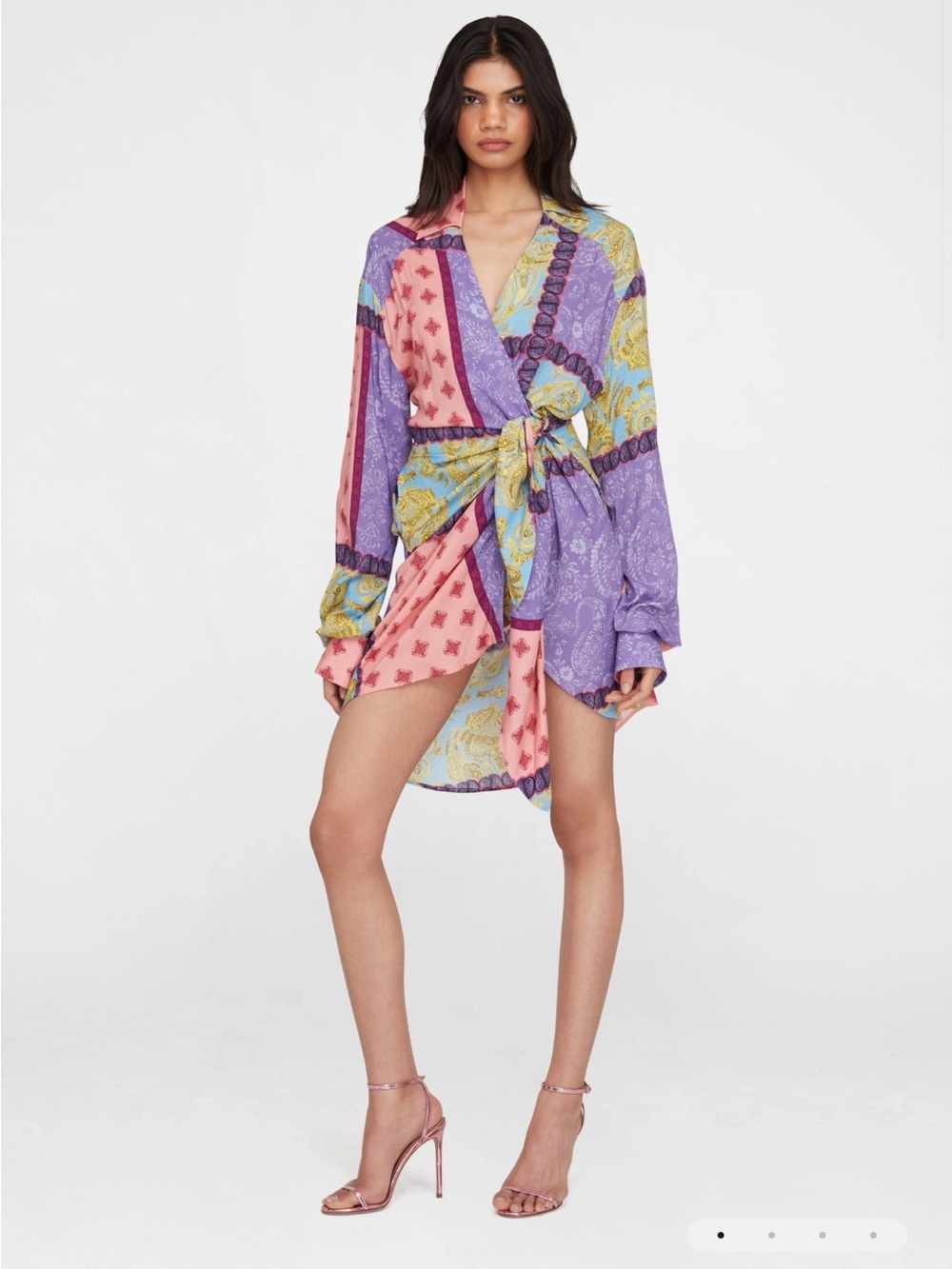 Donde Esteban PAISLEY WRAP MINI DRESS NWT Size XS